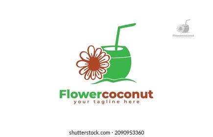Diseño del logo de la flor de coco. vector