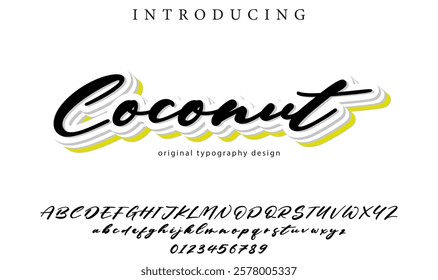 Coconut Font Stylish brush painted an uppercase vector letters, alphabet, typeface