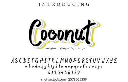 Coconut Font Stylish brush painted an uppercase vector letters, alphabet, typeface