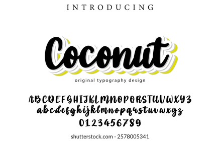 Coconut Font Stylish brush painted an uppercase vector letters, alphabet, typeface