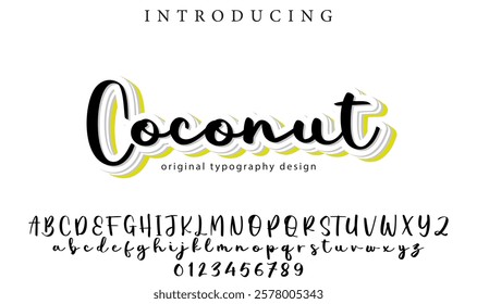 Coconut Font Stylish brush painted an uppercase vector letters, alphabet, typeface