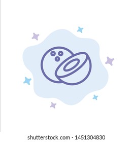 Coconut, Food Blue Icon on Abstract Cloud Background