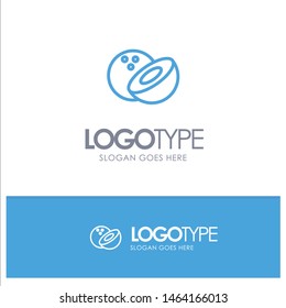Coconut, Food Blue Outline Logo Place for Tagline. Vector Icon Template background