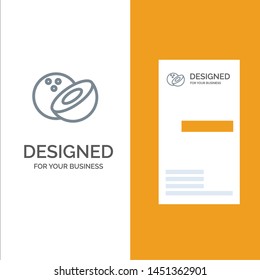 Coconut, Food Grey Logo Design and Business Card Template