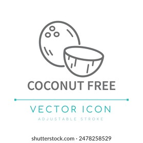 Coconut Free Food Line Icon, Food Allergy Vector Symbol, Food Allergen Logo Label