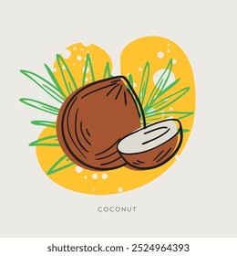 Coconut freehand drawing in Doodle style.