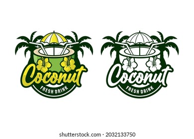 Coconut fresh drink design illustration logo