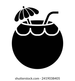 Coconut fresh drink icon vector on trendy design