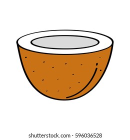coconut fresh fruit drawing icon