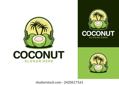 Coconut Fresh Fruit Illustration Logo Design
