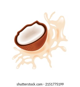 coconut fresh splash icon isolated