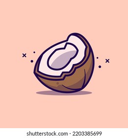 Coconut Fruit Cartoon Icon Illustration