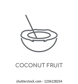 Coconut fruit drink with straw linear icon. Modern outline Coconut fruit drink with straw logo concept on white background from Culture collection.