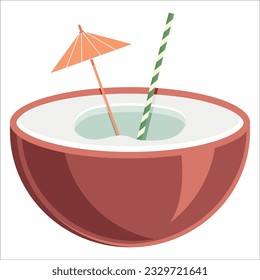 Coconut fruit drink vector as a summer drink