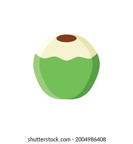 Coconut fruit in flat vector illustration. Healthy organic and farm fresh super food. Supermarket and vegan restaurant decorative menu elements. Natural school lunch.