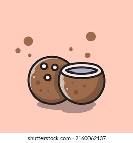 Ilustración vectorial plana de frutos de coco