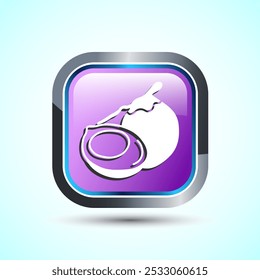 Coconut fruit icon design illustration, Organic fruit icon sign for apps and websites, Pink Color Square Button Design