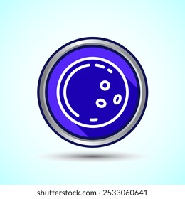 Coconut fruit icon design illustration, Organic fruit icon sign for apps and websites, Blue Shadow Button Design