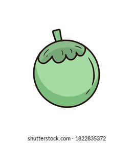 Coconut fruit icon drawing cartoon logo with outline