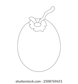 Coconut fruit icon editable, single. Vector illustration of coconut isolated on white background. For kids coloring book.