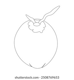 Coconut fruit icon editable, single. Vector illustration of coconut isolated on white background. For kids coloring book.