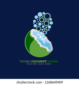 coconut fruit illustrations and water bubbles, modern designs for the bottled water industry