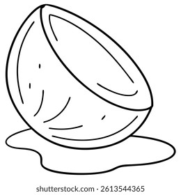 Coconut Fruit Line Art Vector for Kids Hand Drawing and Learning Tropical Fruit Outline Illustration