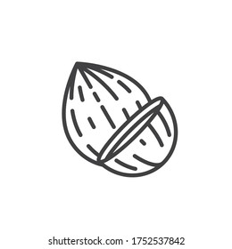 Coconut fruit line icon. linear style sign for mobile concept and web design. Coconut whole and slice outline vector icon. Symbol, logo illustration. Vector graphics