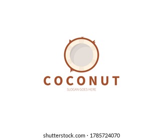 Coconut fruit logo. Brown Coconut slice vector design.