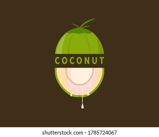 Coconut fruit logo. Coconut Label between Coconut fruit concept. Vector design.