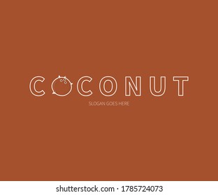 Logo de la fruta de coco. Diseño vectorial de tipografía de etiqueta de coco.