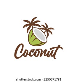 Coconut fruit logo. Round linear logo of coconut slice on white background