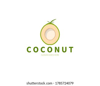 Coconut fruit logo. Coconut slice vector design.