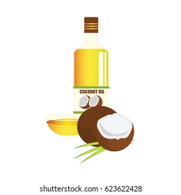 coconut fruit and coconut oil concept. vector illustration