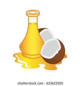 coconut fruit and coconut oil concept. vector illustration