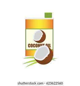 coconut fruit and coconut oil concept. vector illustration