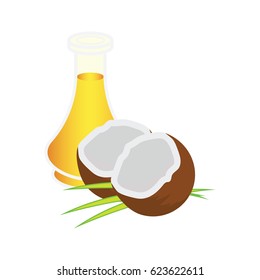 coconut fruit and coconut oil concept. vector illustration