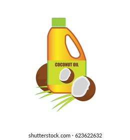 coconut fruit and coconut oil concept. vector illustration