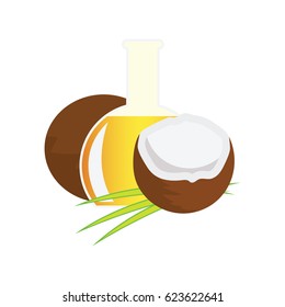 coconut fruit and coconut oil concept. vector illustration