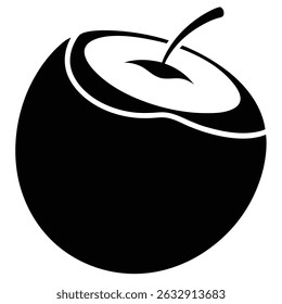 coconut, fruit, silhouette, black, tropical, summer, nut, palm, nature
