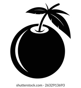 coconut, fruit, silhouette, black, tropical, summer, nut, palm, nature
