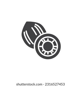 Coconut fruit vector icon. filled flat sign for mobile concept and web design. Coconut half glyph icon. Symbol, logo illustration. Vector graphics