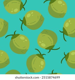 Coconut fruits seamless pattern, abstract green coconuts pattern background vector illustration