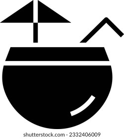 Coconut Glyph Icon - Single Icon, Vector
