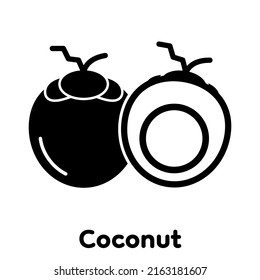 Coconut glyph icon, Vector, Illustration.