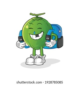 coconut goes to school vector. cartoon character