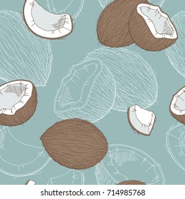 Coconut graphic color seamless pattern sketch illustration vector