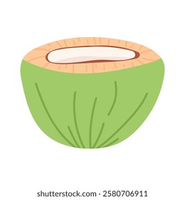 coconut. green coconut. drinking coconut. A tropical fruit. coconut grew on a palm tree. milk. an exquisite cocktail. a fruit painted in a flat style. vector. delicious milk.