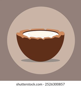 Medio icono de coco. Ilustración vectorial para el diseño y la impresión