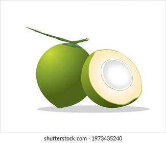 Coconut and half slice coconut fruit